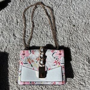 Aldo Pink Floral Chain Crossbody Bag